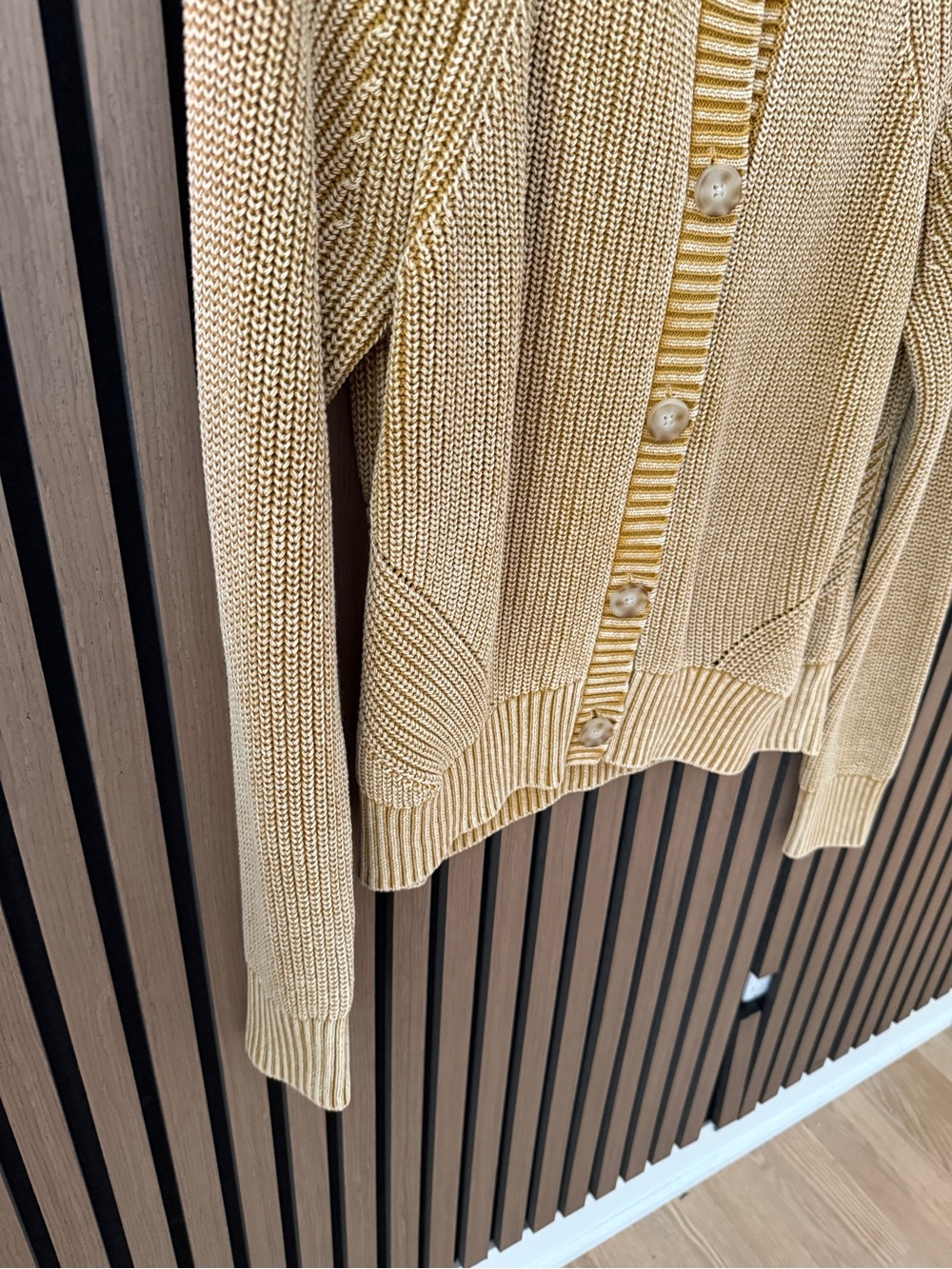 Faherty Golden Yellow Ribbed Button Cardigan - Picture 4 of 8
